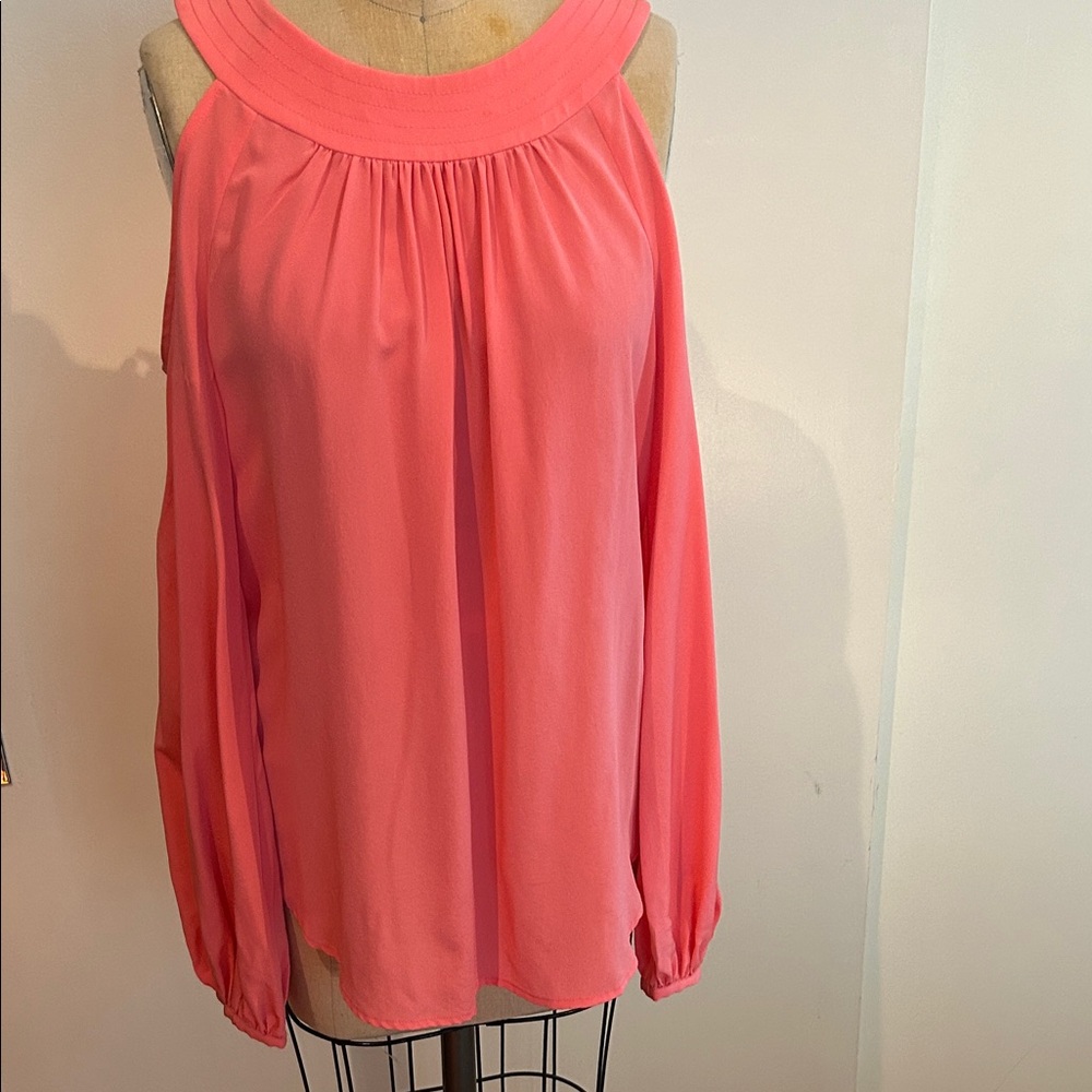 Trina Turk Coral Cold Shoulder Blouse